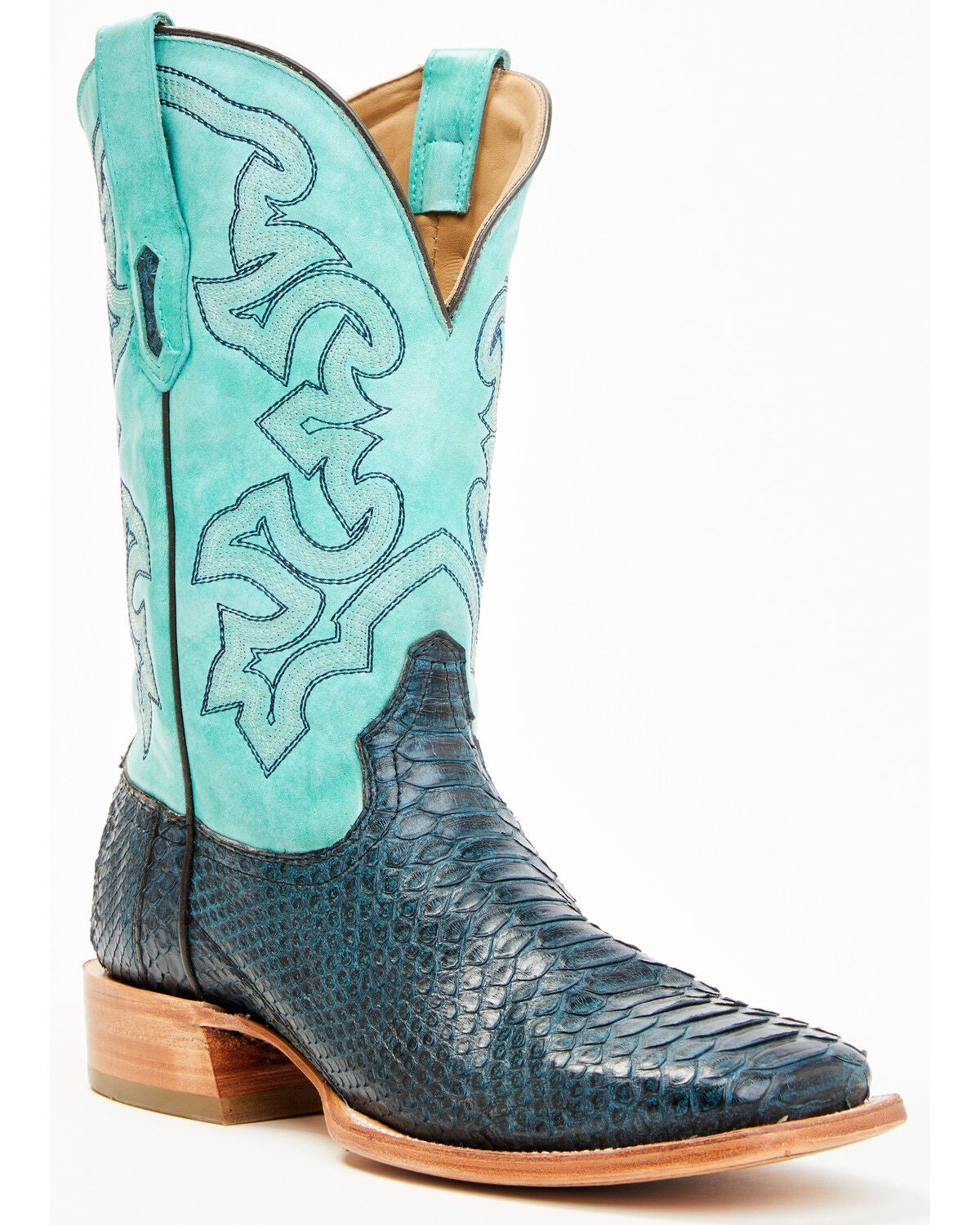 Corral Men's Exotic Python Western Boots - Broad Square Toe, Navy, hi-res
