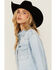 Image #2 - Wrangler Retro Women's Long Sleeve Snap Denim Cropped Western Shirt, Blue, hi-res