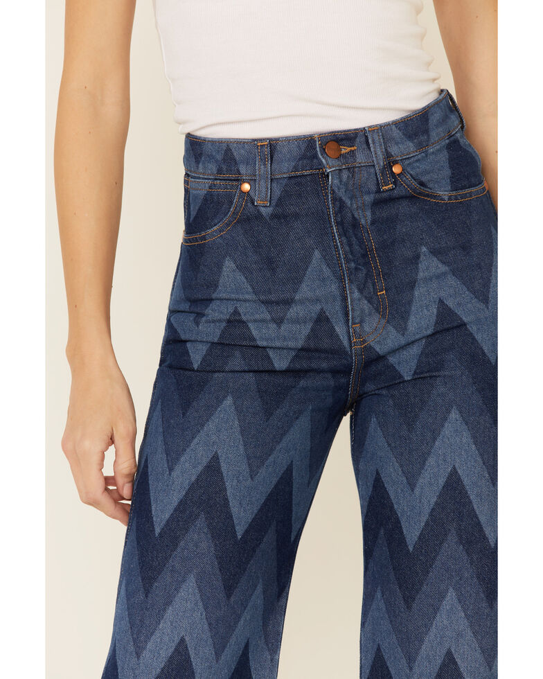 Wrangler Modern Women's Chevron Print Flare Jeans, Blue, hi-res