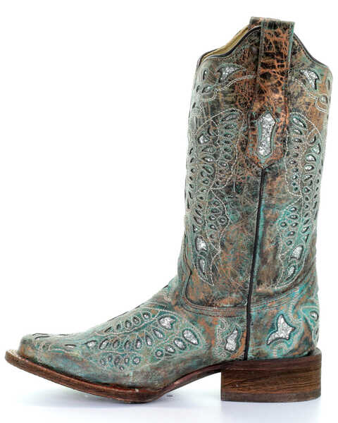 Image #3 - Corral Women's Metallic Bronze Glitter Butterfly Western Boots - Square Toe, Bronze, hi-res