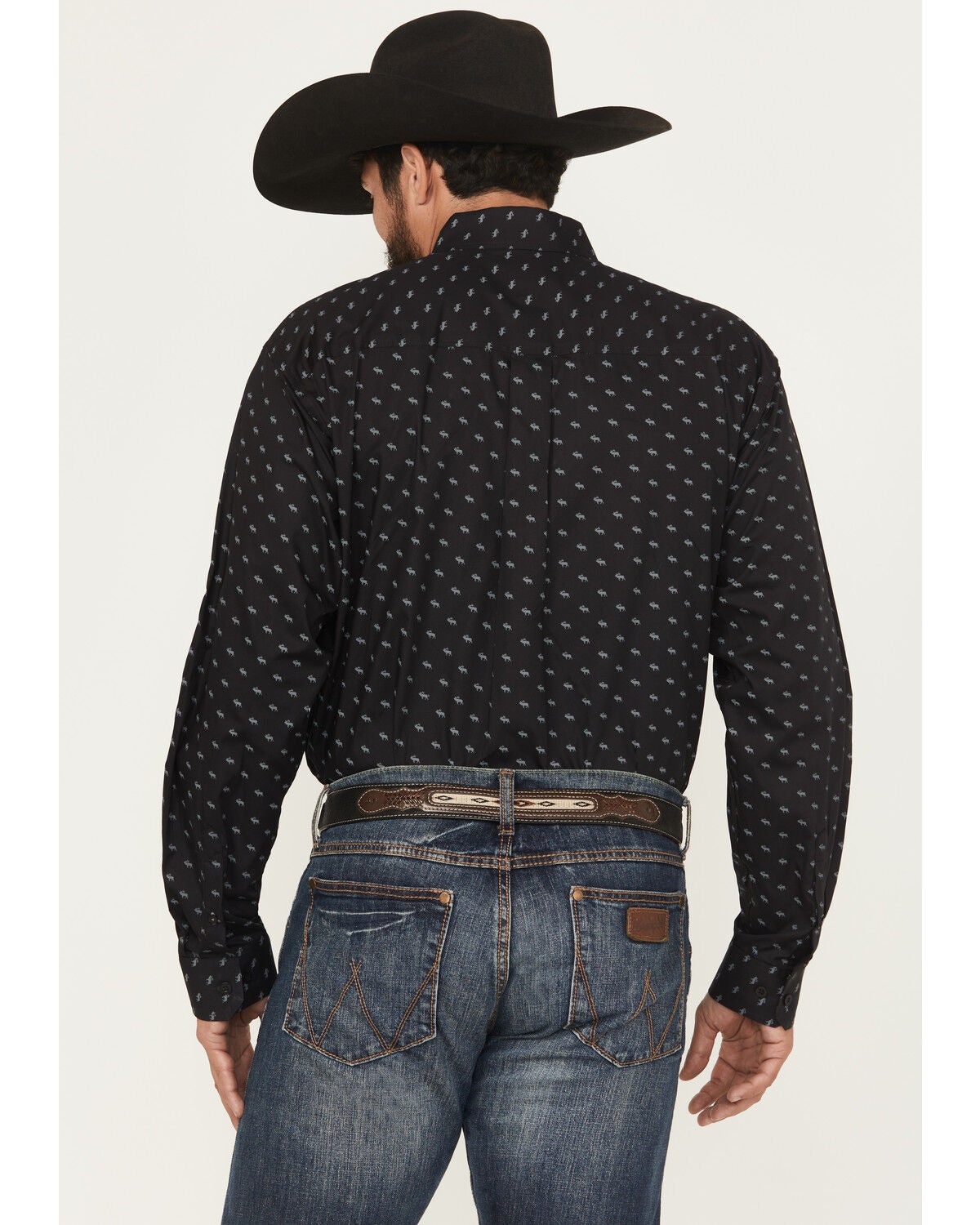 Image #4 - Cinch Men's Moose Print Long Sleeve Button-Down Western Shirt, Black, hi-res