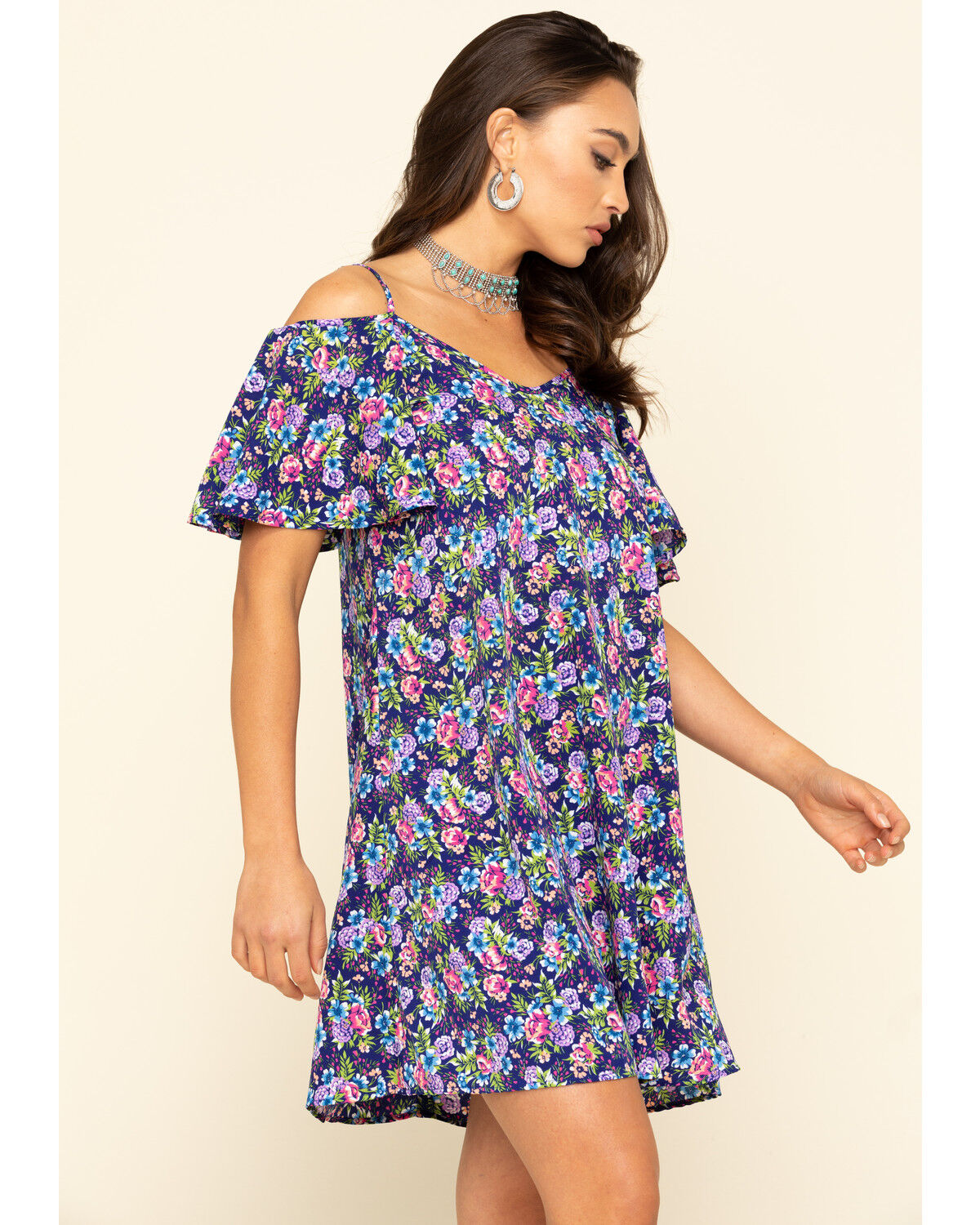 Image #3 - Red Label by Panhandle Women's Cold Shoulder Mini Dress, Navy, hi-res