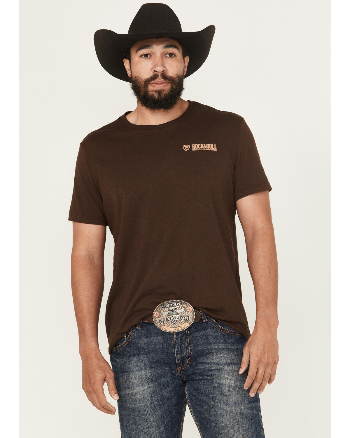 Image #2 - Rock & Roll Denim Men's Bronc Rider Short Sleeve Graphic T-Shirt, Dark Brown, hi-res