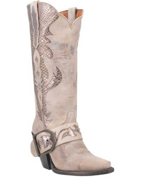 Dan Post Women's Sydney Tall Western Boots - Snip Toe , Off White, hi-res