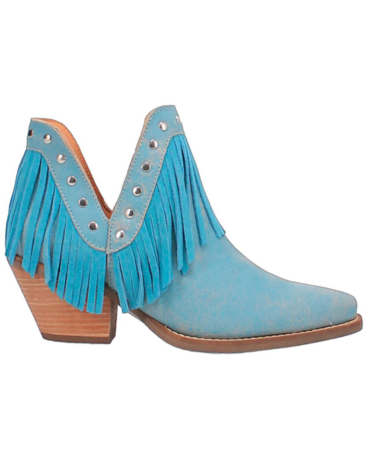 Image #2 - Dingo Women's Fine N' Dandy Leather Booties - Snip Toe, Blue, hi-res