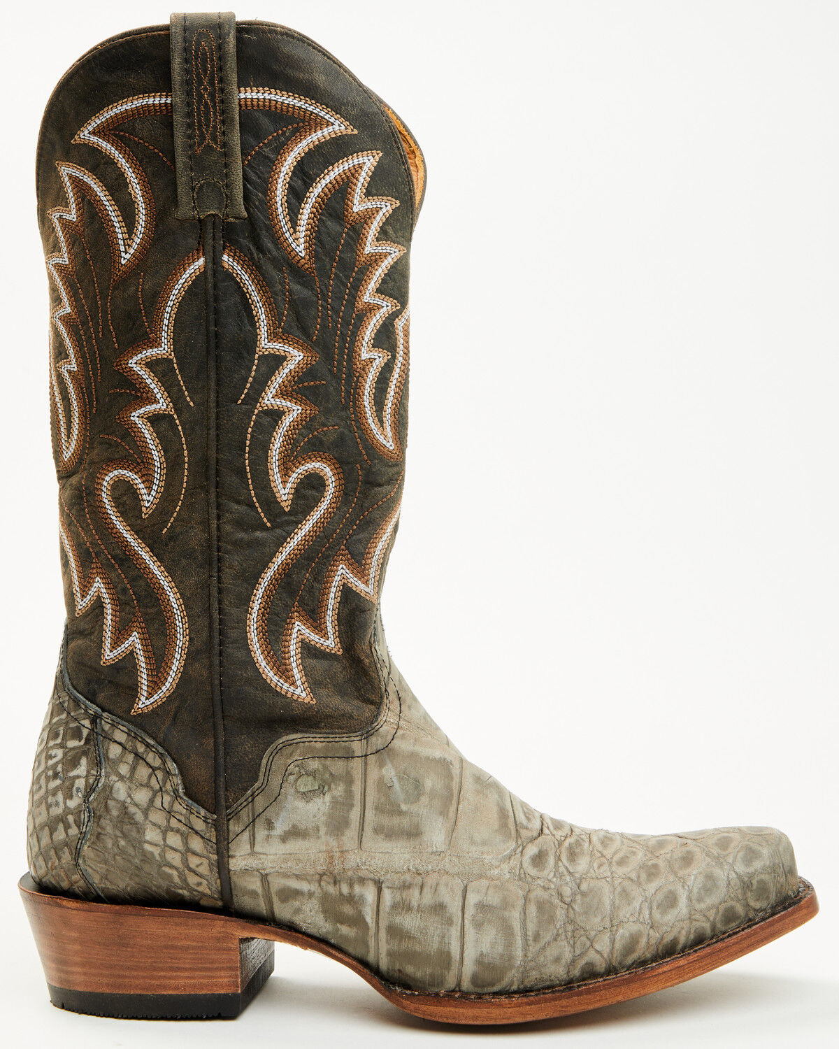 Image #2 - El Dorado Men's Exotic Alligator Western Boots - Square Toe, Grey, hi-res