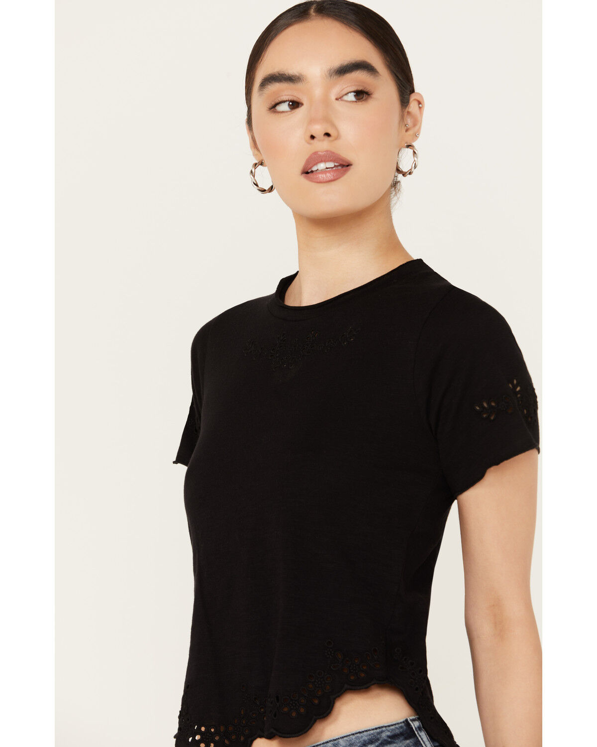 Image #2 - Free People Women's Call Me Baby Short Sleeve Tee, Black, hi-res