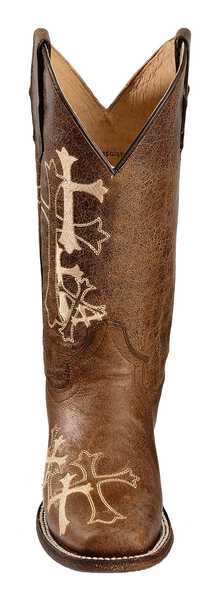 Image #4 - Circle G Women's Cross Embroidered Western Boots - Square Toe, Chocolate, hi-res