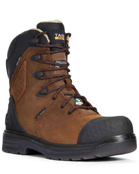 Image #1 - Ariat Men's Turbo Outlaw Waterproof Work Boots - Carbon Toe, Dark Brown, hi-res