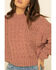 POL Women's Mock Neck Cable Knit Boxy Sweater, Mauve, hi-res