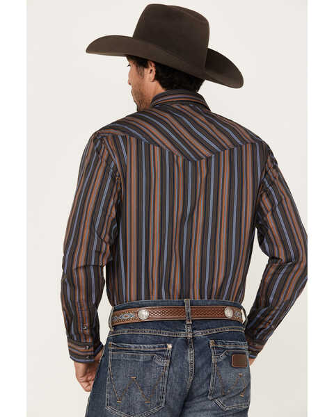 Image #4 - Cody James Men's Finals Day Striped Long Sleeve Western Snap Shirt, Navy, hi-res