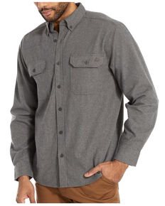 Wolverine Men's Solid Grey Glacier Midweight Long Sleeve Flannel Work Shirt , Grey, hi-res
