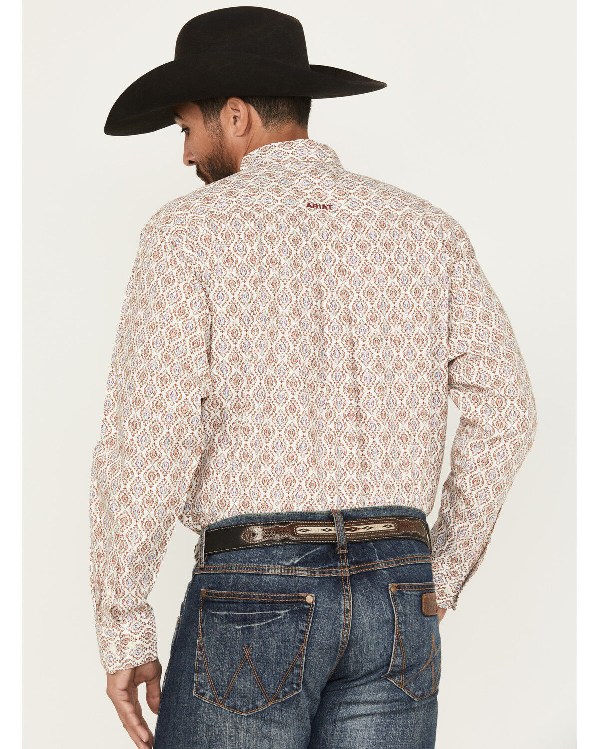 Image #4 - Ariat Men's Greely Medallion Print Long Sleeve Button-Down Western Shirt, Off White, hi-res