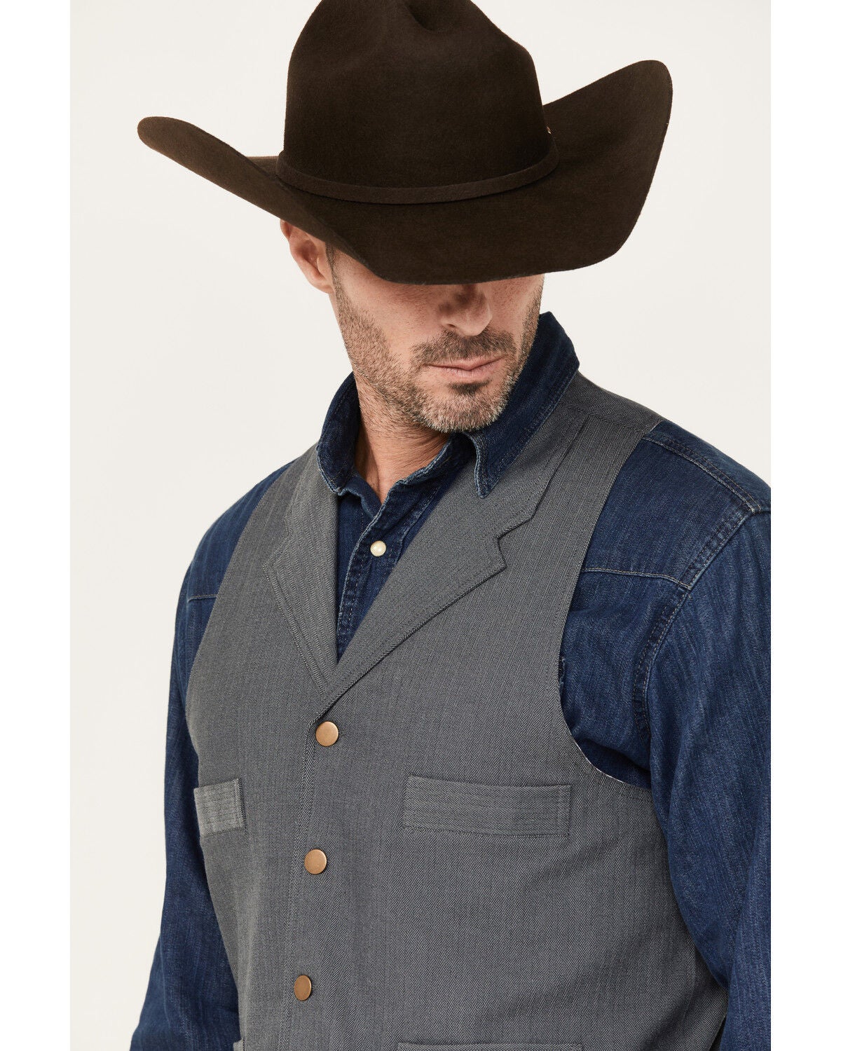 Image #2 - Scully Men's Ranchwear Vest, Charcoal, hi-res