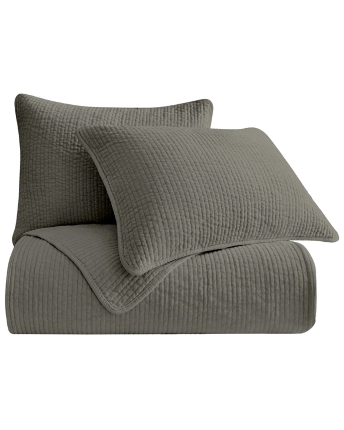 Image #2 - HiEnd Accents Gray Stonewashed Cotton & Velvet 3-Piece King Quilt Set, Grey, hi-res