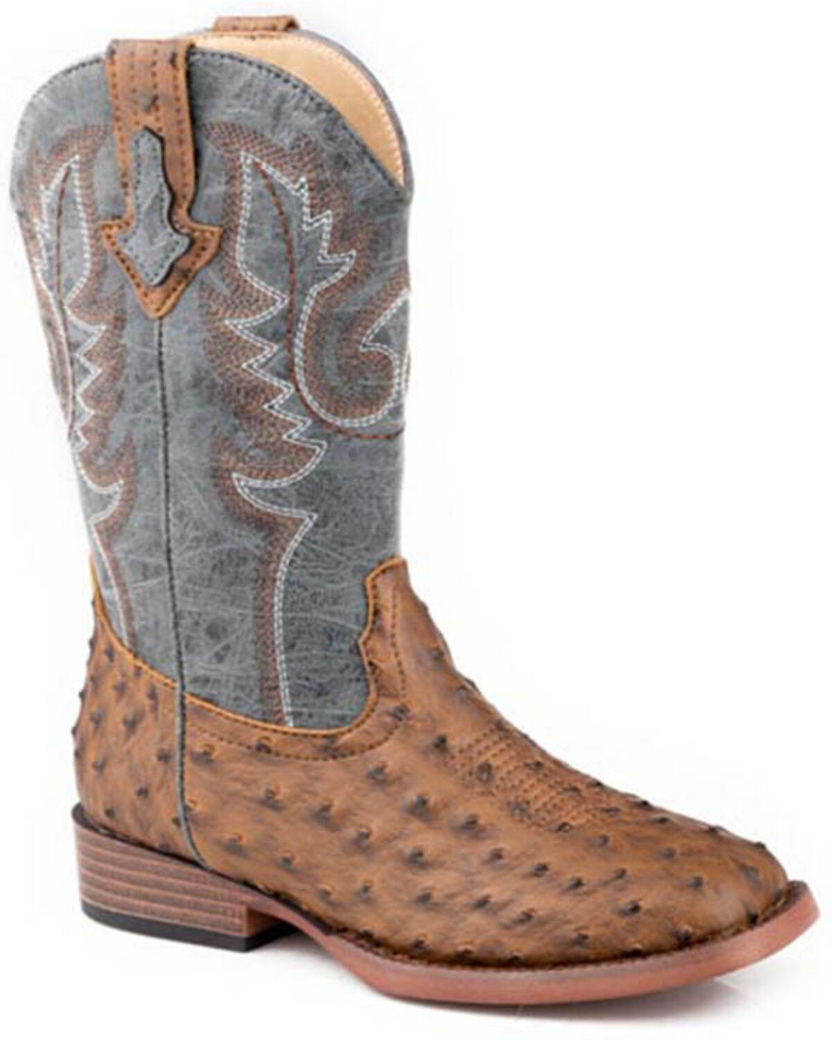 Roper Boys' Bumps Western Boots - Broad Square Toe, Brown, hi-res
