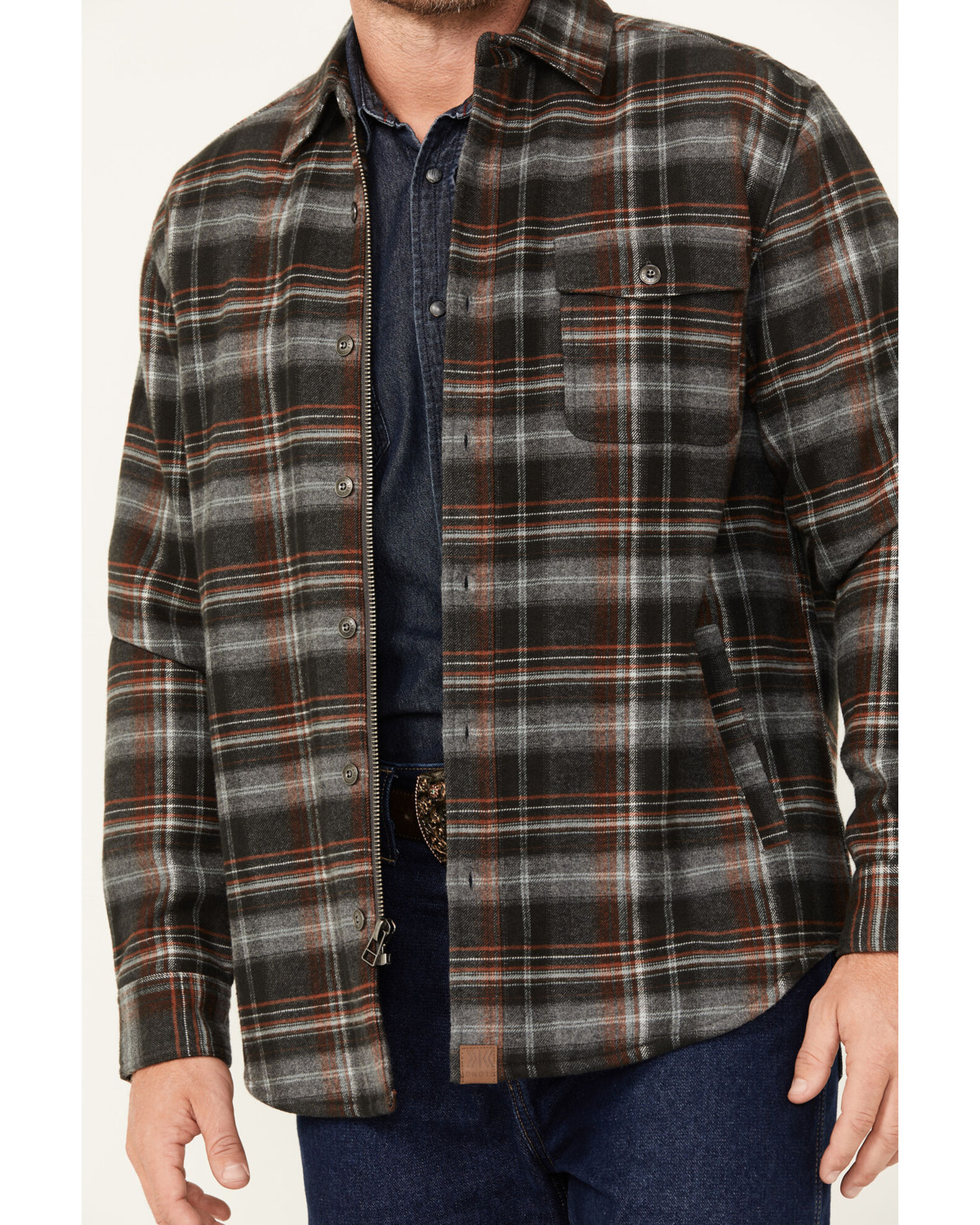 Dakota Grizzly Men s Wade Plaid Print Button Down Zip Flannel Jacket Country Outfitter