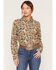 Image #1 - Shyanne Women's Cutler Horse Print Long Sleeve Relaxed Flannel Shirt, Beige, hi-res