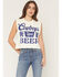 Image #1 - Country Deep Women's Cowboys And Beer Graphic Muscle Tank, Cream, hi-res