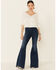 Image #2 - Angie Women's Embroidered Button-Down Long Sleeve Flowy Top, White, hi-res