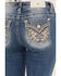 Image #2 - Miss Me Women's Medium Wash Mid Rise Wing Pocket Bootcut Stretch Denim Jeans, Medium Wash, hi-res
