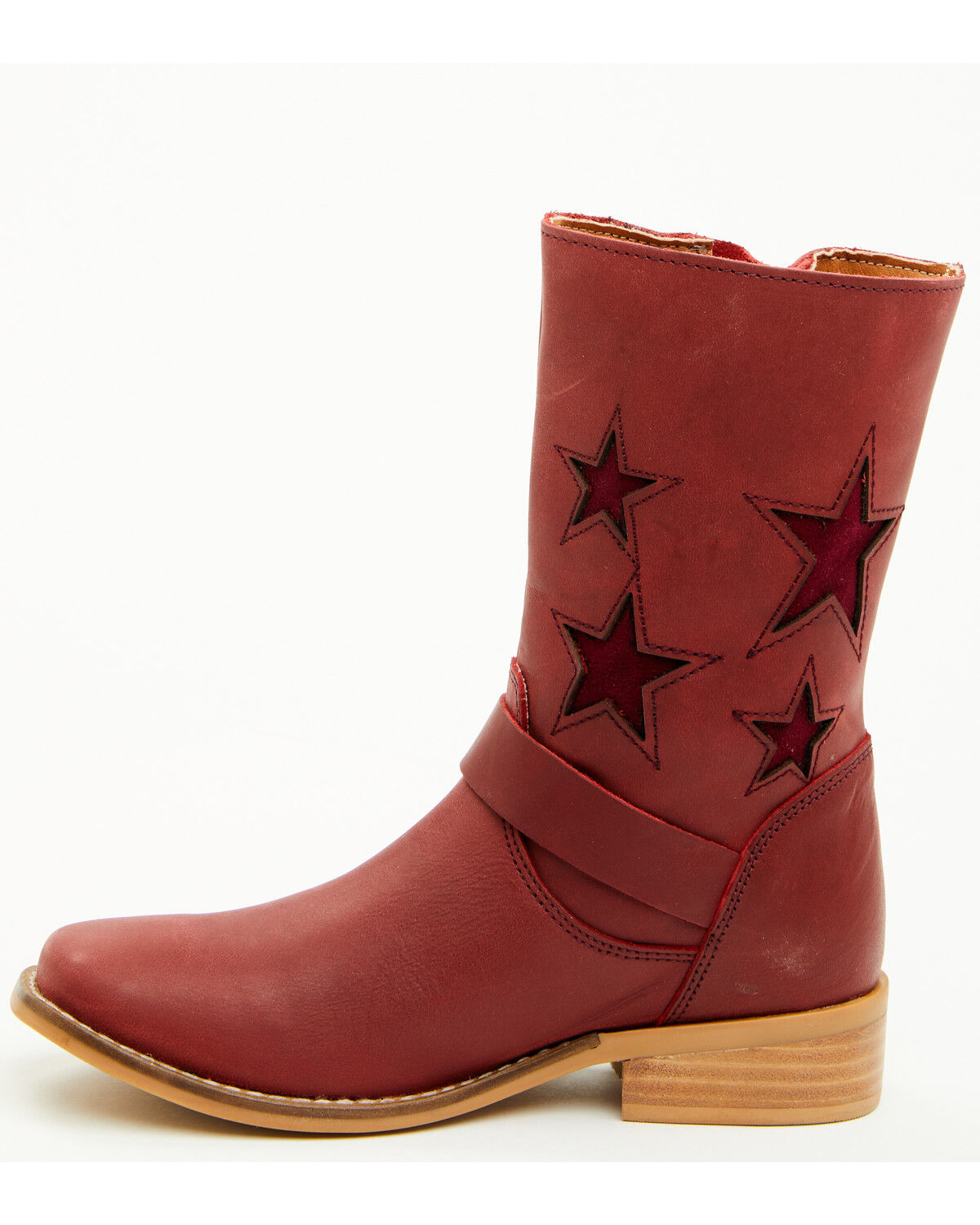 Image #3 - Dingo Little Girls' Blacklist Star Inlay Harness Boots - Square Toe, Wine, hi-res