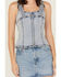 Image #3 - Blue B Women's Sleeveless Buckle Strap Denim Top, Light Wash, hi-res
