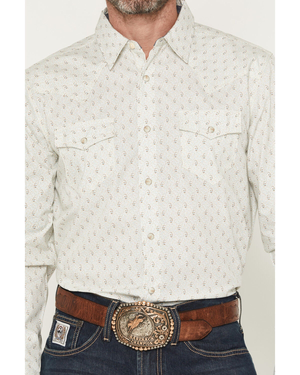 Image #3 - Cody James Men's Rocky Range Paisley Print Long Sleeve Snap Western Shirt - Tall, Cream, hi-res