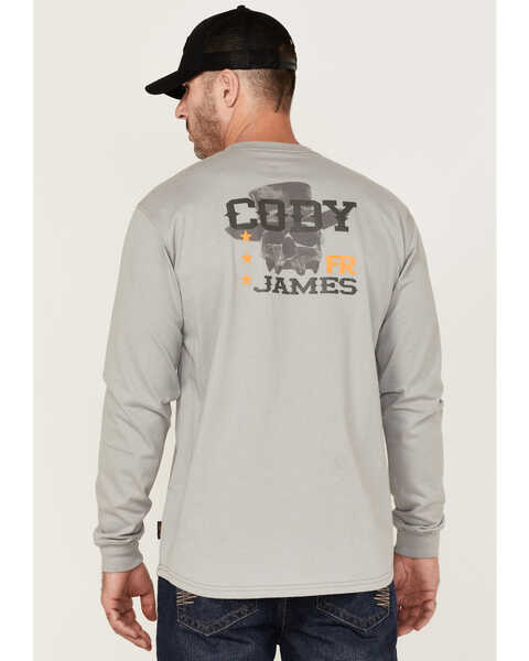 Image #4 - Cody James Men's FR Desperado Skull Graphic Long Sleeve Work T-Shirt, Grey, hi-res