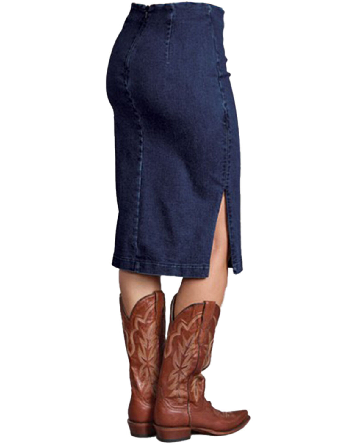 Image #2 - Stetson Women's Dark Wash Spring I Denim Midi Pencil Skirt, Dark Wash, hi-res