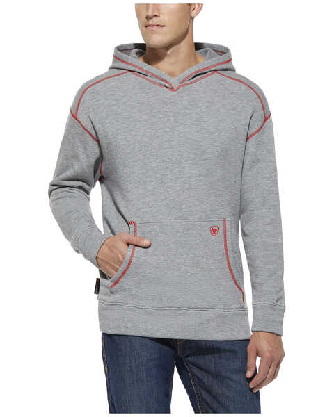 Image #1 - Ariat Men's FR Polartec Work Hooded Sweatshirt - Big , Grey, hi-res