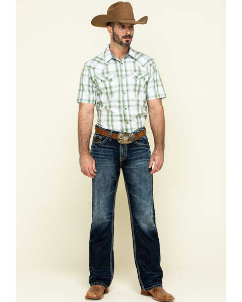 Image #6 - Cody James Men's Woodlands Large Plaid Short Sleeve Western Shirt , White, hi-res
