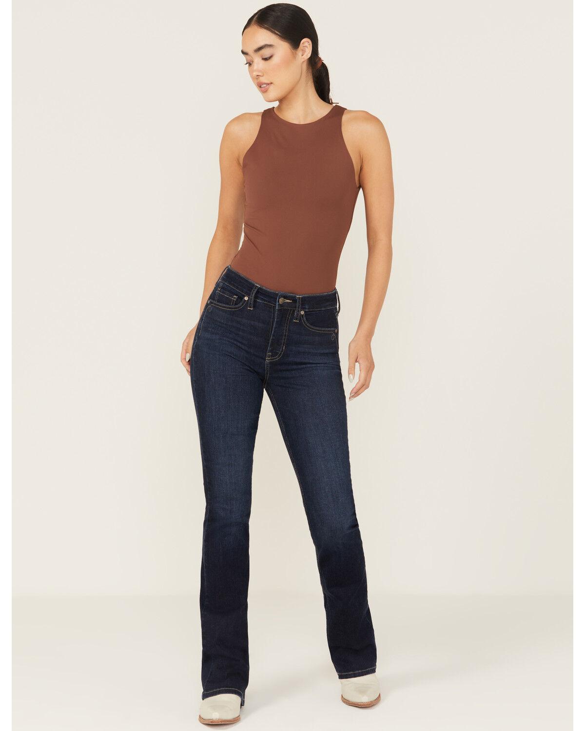 Image #1 - Shyanne Women's Celeste High Rise Sculpt Bootcut Stretch Denim Jeans, Dark Wash, hi-res