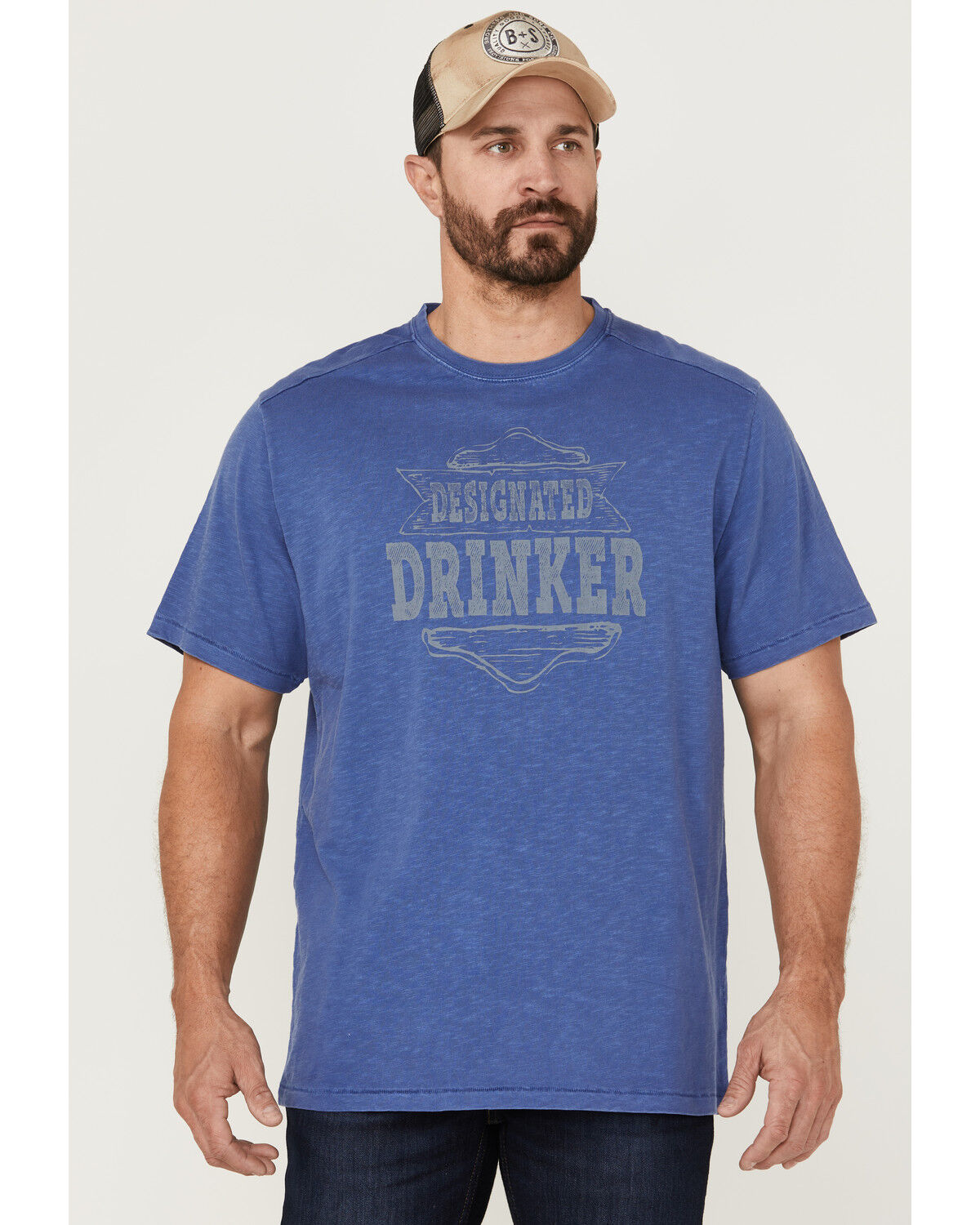 Image #1 - Brothers and Sons Men's Designated Drinker Graphic Short Sleeve T-Shirt, Blue, hi-res