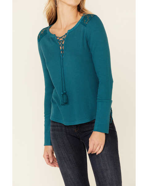 Image #3 - Idyllwind Women's Don't Mesh With Me Henley Top , Blue, hi-res