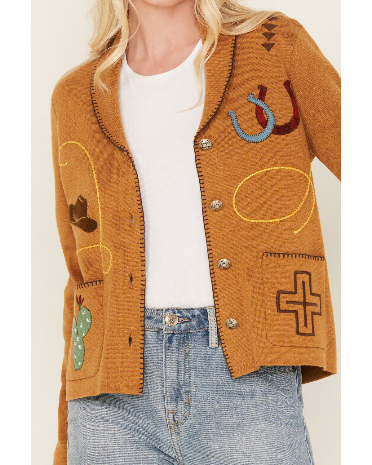 Image #3 - Pendleton Women's Western Souvenir Cardigan, Camel, hi-res