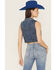Image #4 - Rock & Roll Denim Women's Denim Fringe Concho Vest, Blue, hi-res