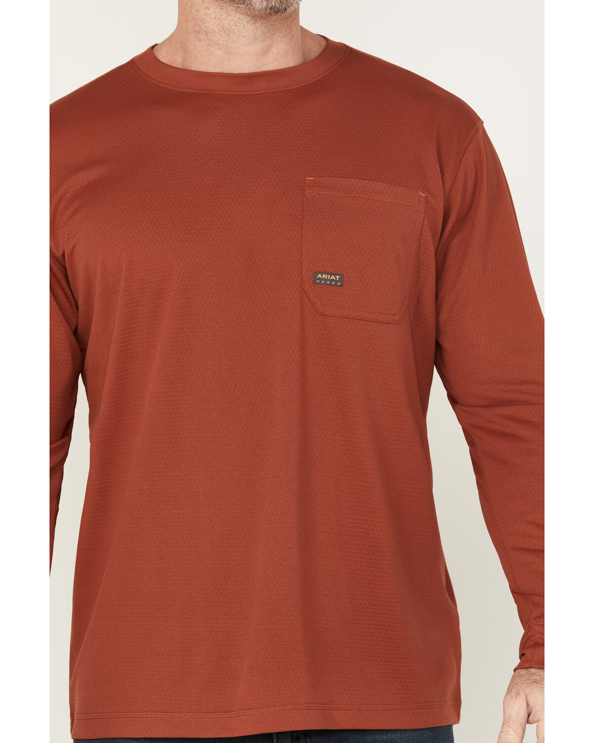 Image #3 - Ariat Men's Rebar Heat Fighter Long Sleeve Work Shirt, Dark Red, hi-res