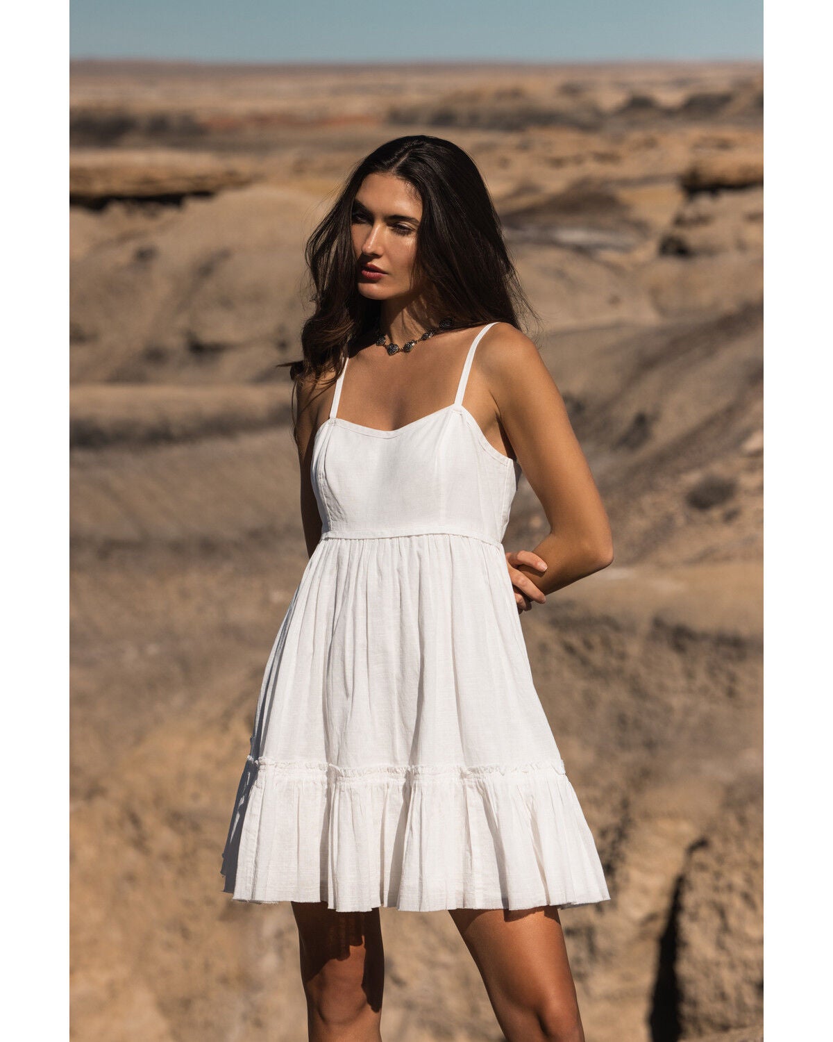 Image #1 - Shyanne Women's Tiered Tie-Back Mini Dress, White, hi-res