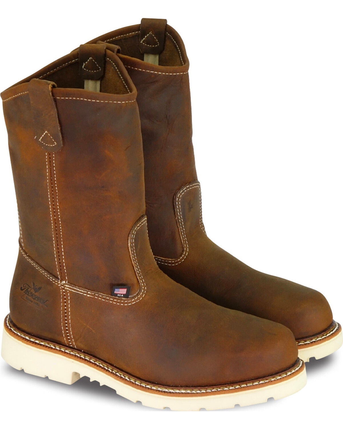 Image #1 - Thorogood Men's 11" American Heritage MAXWear 90 USA Wellington Work Boots - Steel Toe, Brown, hi-res