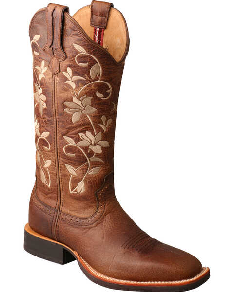 Twisted X Women's Brown Floral Ruff Stock Western Performance Boots - Square Toe, Brown, hi-res