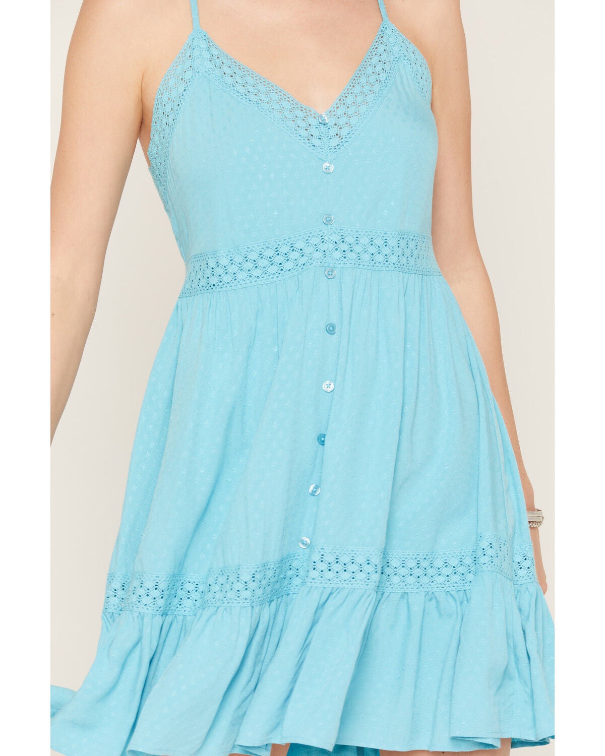 Image #3 - Shyanne Women's Marin Lace Trim Mini Dress, Bright Blue, hi-res