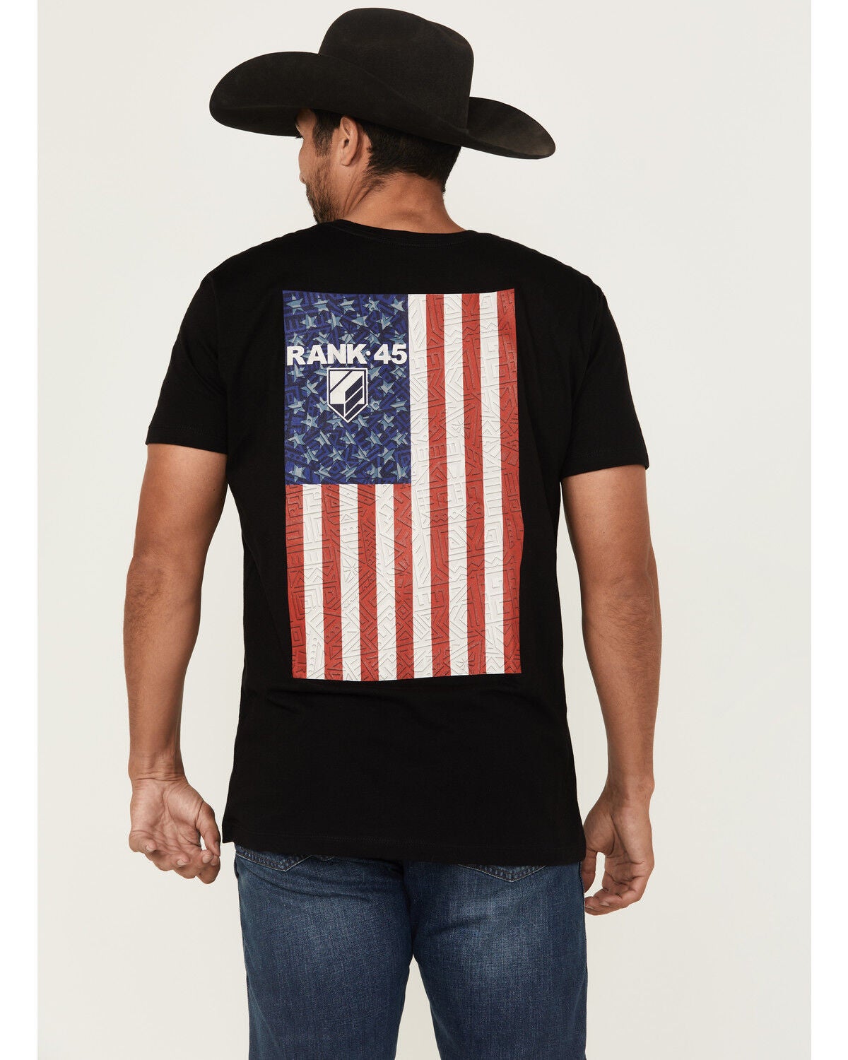 Image #1 - RANK 45&reg; Men's Carter American Flag Short Sleeve Graphic T-Shirt, Black, hi-res