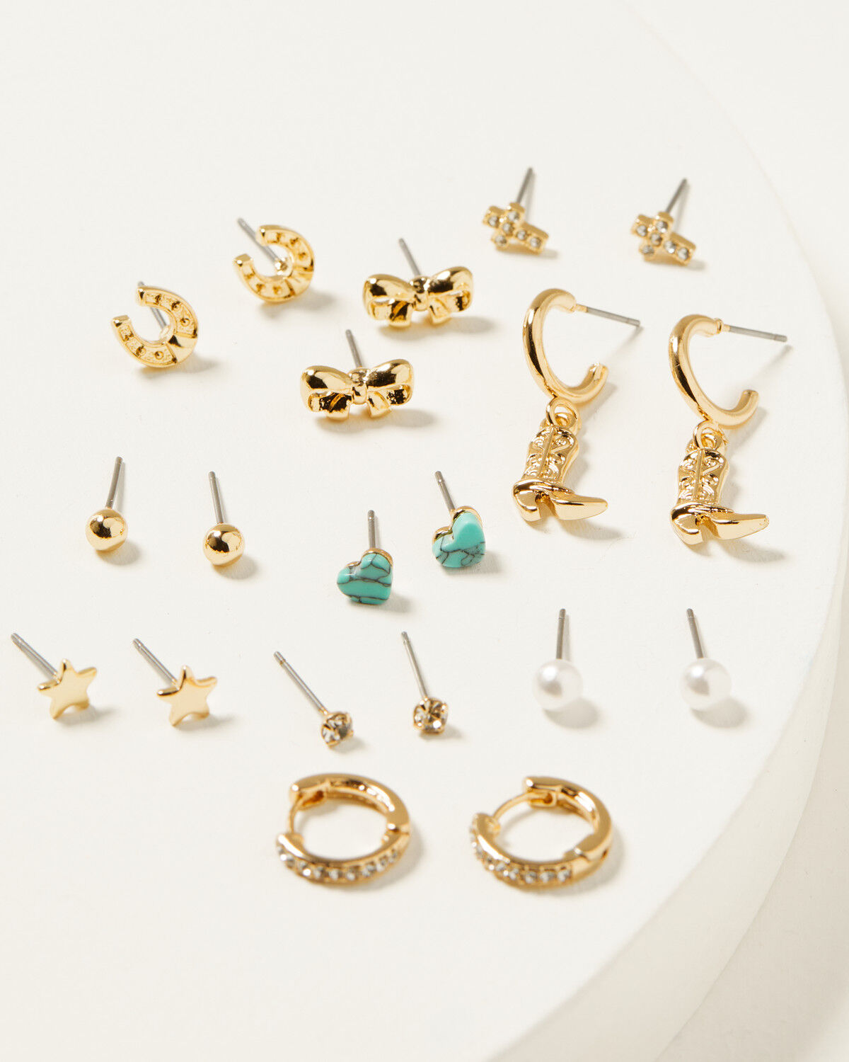 Image #1 - Shyanne Women's Western Holiday Earring Set - 10 Piece, Gold, hi-res