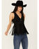 Image #1 - Idyllwind Women's Pennington Faux Suede Twisted Fringe Top, Black, hi-res