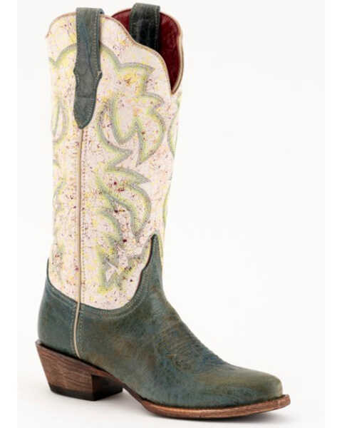 Ferrini Women's Candy Full-Grain Western Boots - Snip Toe , Teal, hi-res