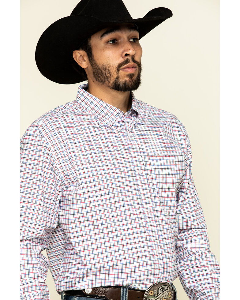 Cody James Core Men's Patriot Small Plaid Long Sleeve Western Shirt - Big , White, hi-res