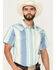 Image #2 - Sendero Provisions Men's Wyatt Serape Striped Print Short Sleeve Snap Western Shirt, Teal, hi-res