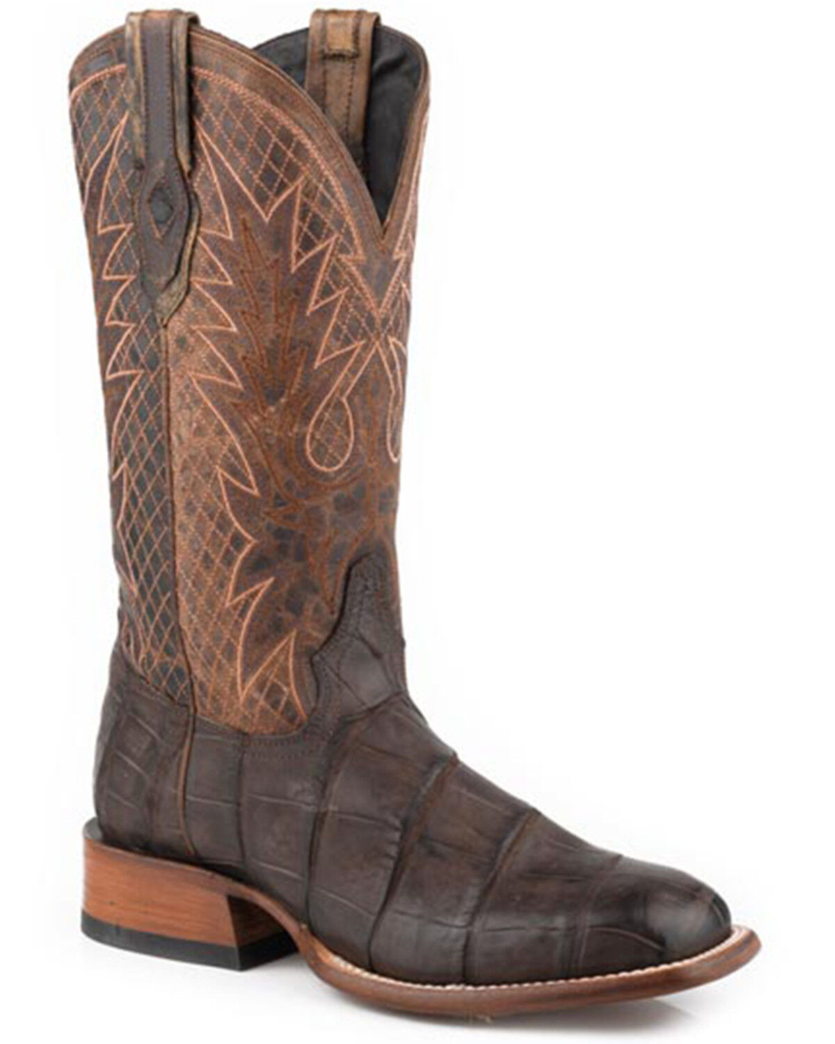 Image #1 - Stetson Men's Exotic Alligator Western Boots - Broad Square Toe, Brown, hi-res
