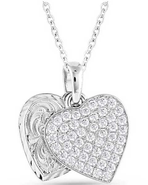 Image #1 - Montana Silversmiths Women's Country Charm Crystal Love Necklace, Silver, hi-res
